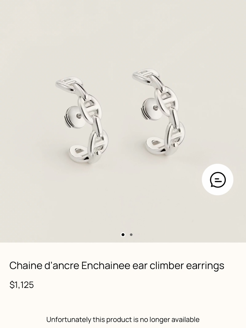 *NWT* HERMES Enchaînée Anchor Chain Ear Climber Earrings - Silver